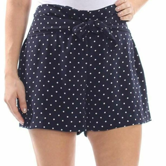 Bar III Pants - Bar III 4 Navy Polka Doted Tie Waist Shorts 3Y82
